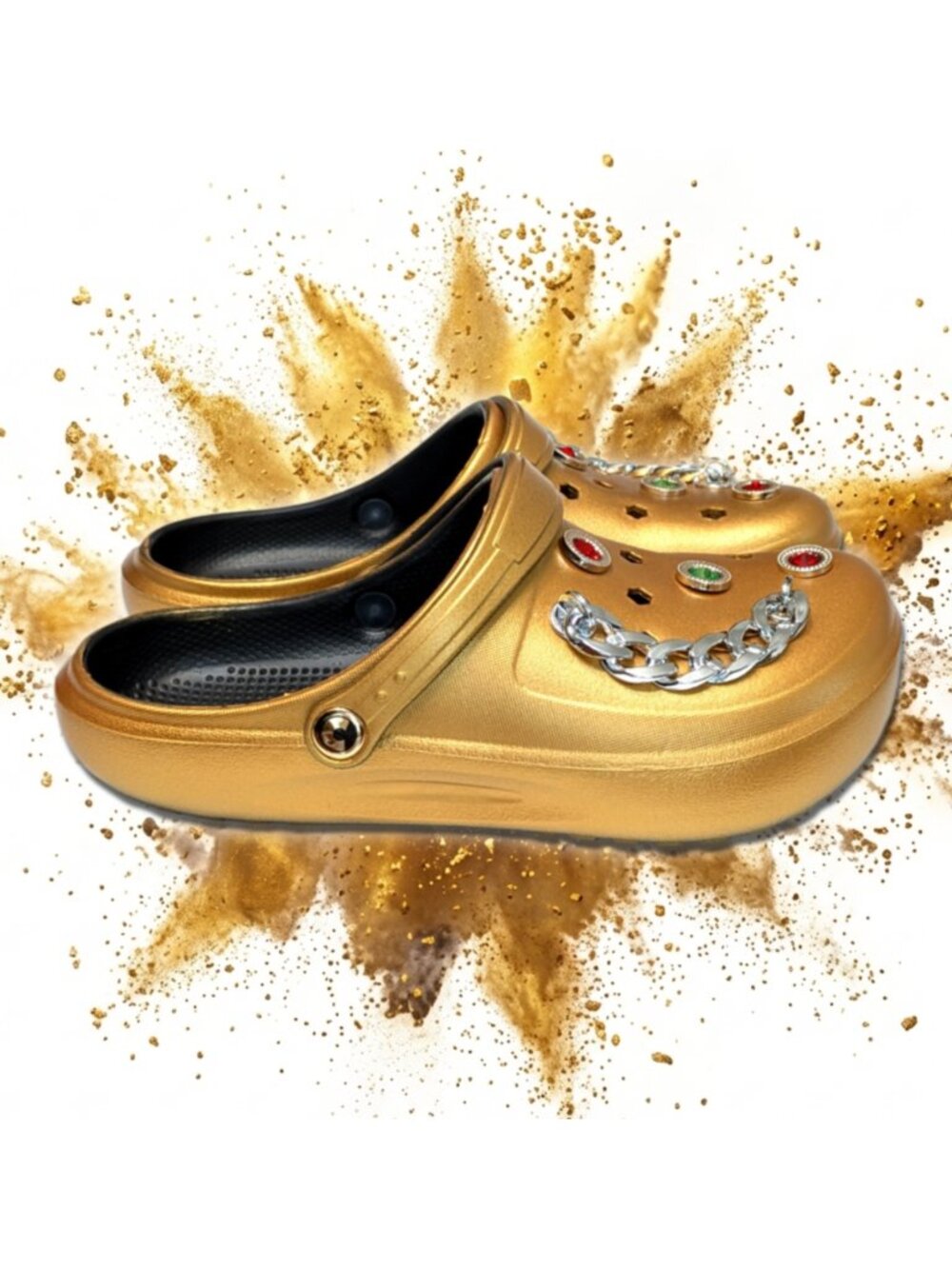 Women's Gold Clogs, Craytown Brand, Accessories Included, W7-11.5